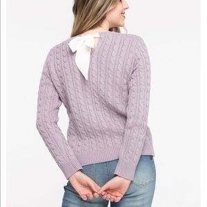 Ribbon Bow Cable Knit Sweater Lavender Sz S,L,XL